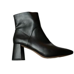 Black Ankle Boots Block Heel Pointed‎ Toe Modern Minimalist Classic Booties